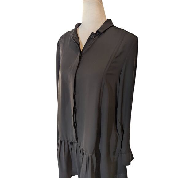 Banana Republic Black Sheer Swing Shift Button Down Dress Size 2 - Picture 2 of 4
